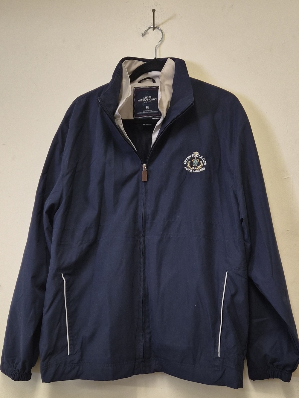 Newport Navy Windbreaker Jacket with Crest and Contrast Trim Size L